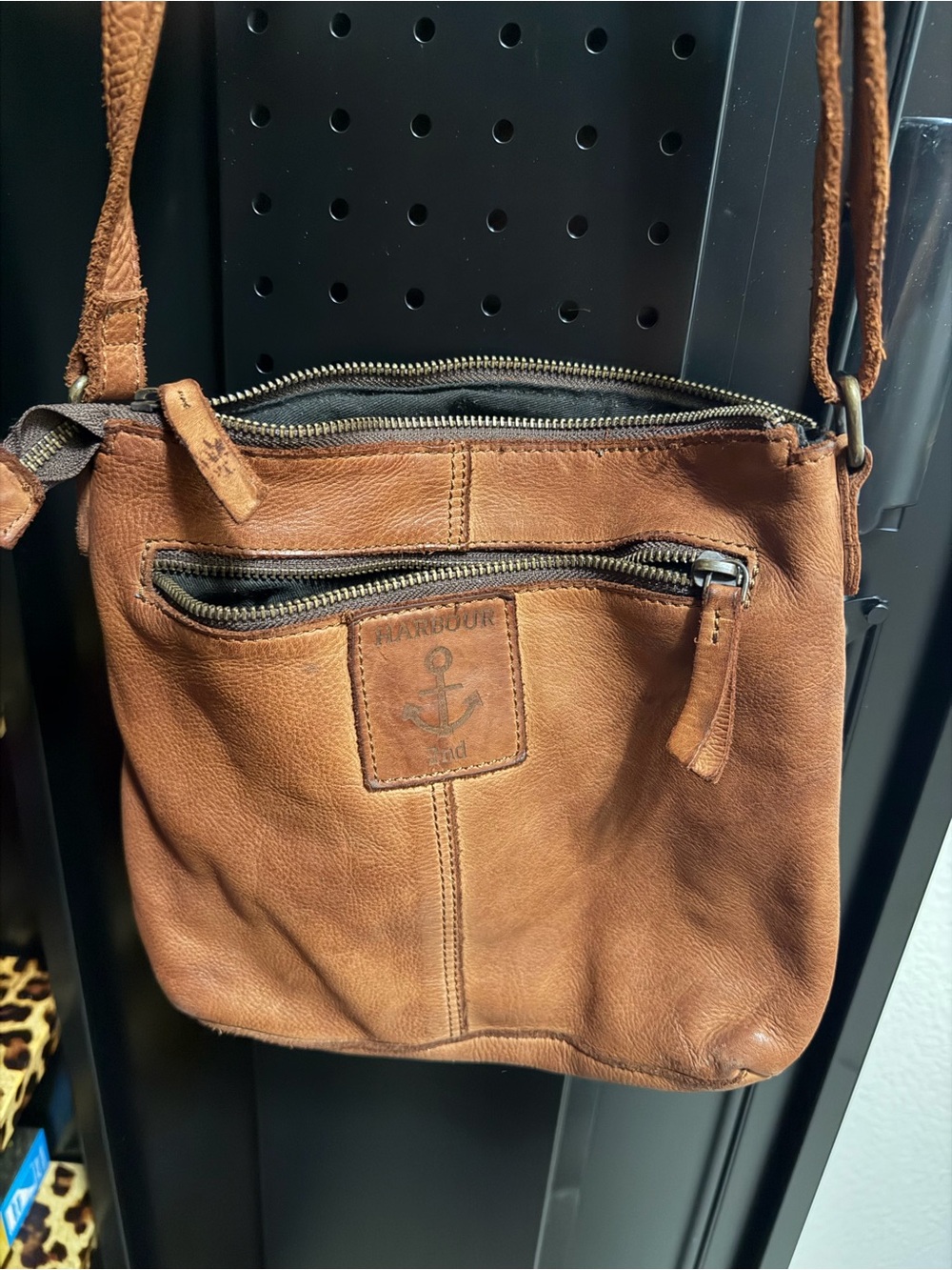 HARBOUR 2nd Brown Leather Crossbody Bag with Anchor Charm - Picture 5 of 6